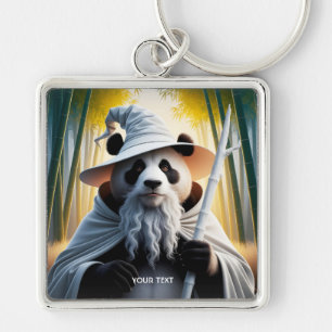 Fantasy Schattigee oude panda tovenaar Sleutelhanger