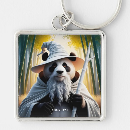 Fantasy Schattigee oude panda tovenaar Sleutelhanger (Voorkant)