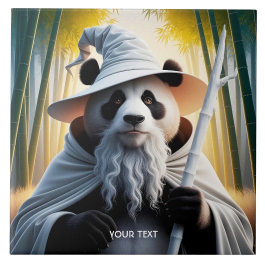 Fantasy Schattigee oude panda tovenaar Tegeltje (Voorkant)