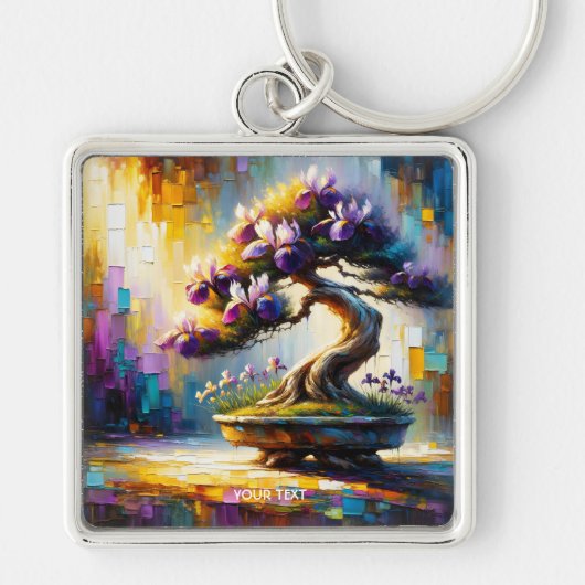 Fantasy Schattigee Paarse miniboom Sleutelhanger (Voorkant)