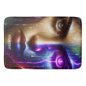 Fantasy Schattigee Paarse Oog Gezicht Badmat (Voorkant)