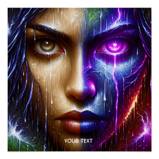 Fantasy Schattigee Paarse Oog Gezicht Perfect Poster (Voorkant)