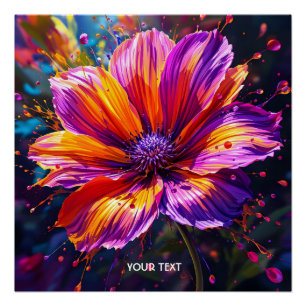 Fantasy Schattigee Paarse Oranje bloem Perfect Poster