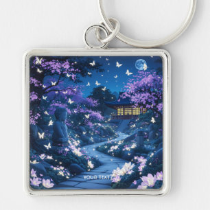 Fantasy Schattigee Paarse Tuinbloemen Sleutelhanger