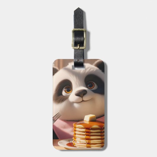 Fantasy Schattigee panda eten pannenkoeken Bagagelabel (Voorkant verticaal)