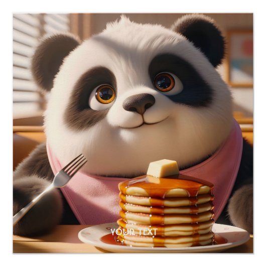 Fantasy Schattigee panda eten pannenkoeken Perfect Poster (Voorkant)