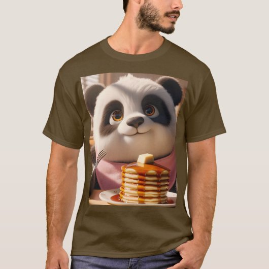 Fantasy Schattigee panda eten pannenkoeken T-shirt (Voorkant)