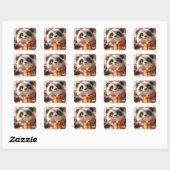 Fantasy Schattigee panda eten pannenkoeken Vierkante Sticker (Vel)