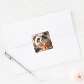 Fantasy Schattigee panda eten pannenkoeken Vierkante Sticker (Envelop)