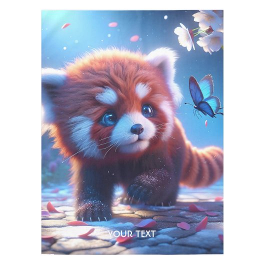 Fantasy Schattigee Panda Rode Vlinder Tafelkleed (Voorkant)