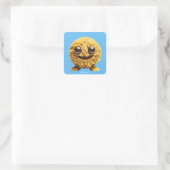 Fantasy Schattigee Pasta Lachende Creature Vierkante Sticker (Tas)