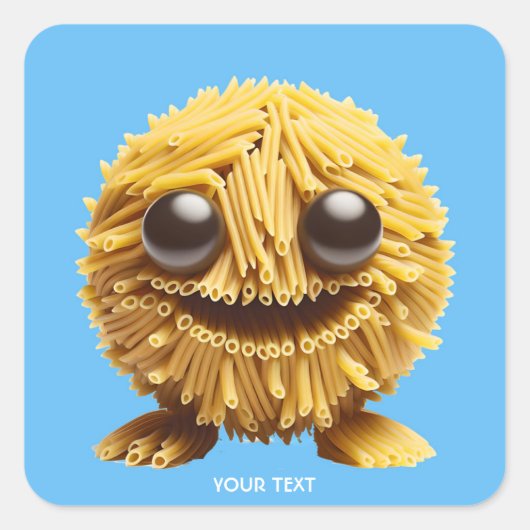 Fantasy Schattigee Pasta Lachende Creature Vierkante Sticker (Voorkant)