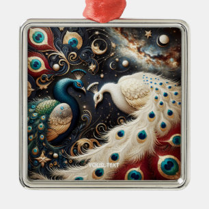 Fantasy Schattigee pauwen halve veren Metalen Ornament