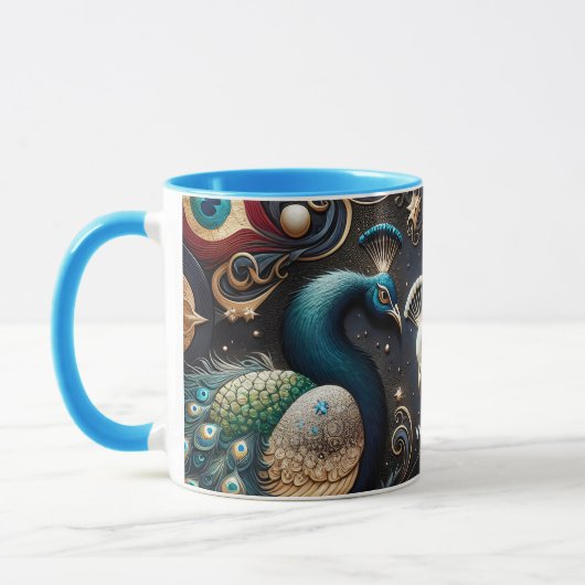Fantasy Schattigee pauwen halve veren Mok (Links)