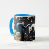 Fantasy Schattigee pauwen halve veren Mok (Voorkant links)