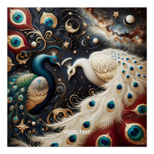 Fantasy Schattigee pauwen halve veren Perfect Poster