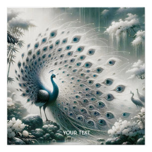 Fantasy Schattigee Peacock Rain Tree Perfect Poster