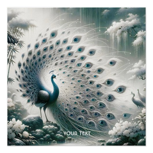 Fantasy Schattigee Peacock Rain Tree Perfect Poster (Voorkant)