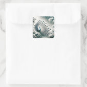 Fantasy Schattigee Peacock Rain Tree Vierkante Sticker (Tas)