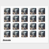 Fantasy Schattigee Phoenix koffierook Vierkante Sticker (Vel)