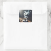 Fantasy Schattigee Phoenix koffierook Vierkante Sticker (Tas)