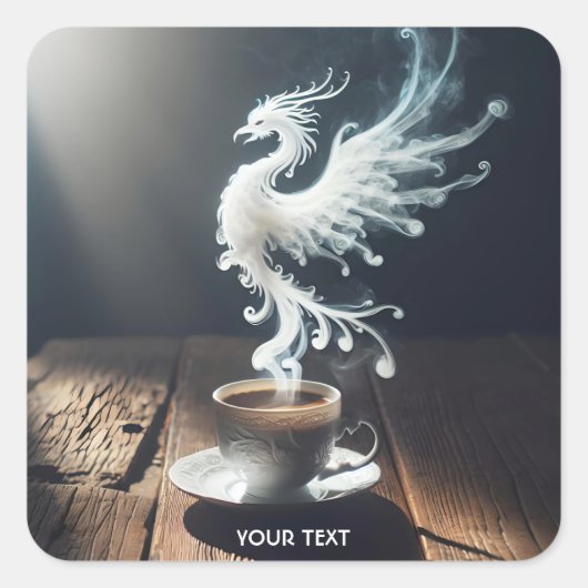 Fantasy Schattigee Phoenix koffierook Vierkante Sticker (Voorkant)