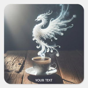 Fantasy Schattigee Phoenix koffierook Vierkante Sticker