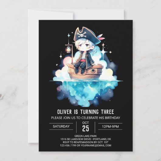 Fantasy Schattigee piratenverjaardag Kaart (Voorkant)