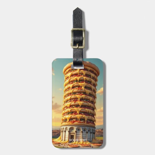 Fantasy Schattigee Pisa Tower Pizza Bagagelabel (Voorkant verticaal)