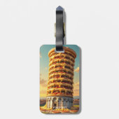 Fantasy Schattigee Pisa Tower Pizza Bagagelabel (Achterkant verticaal)