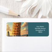 Fantasy Schattigee Pisa Tower Pizza Etiket (Insitu)