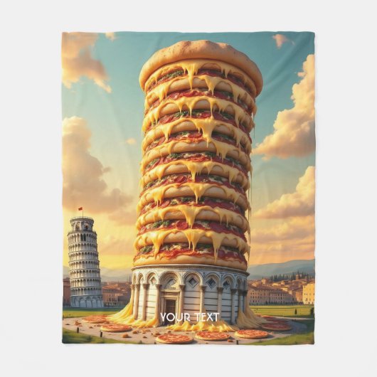 Fantasy Schattigee Pisa Tower Pizza Fleece Deken (Voorkant)