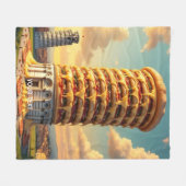 Fantasy Schattigee Pisa Tower Pizza Fleece Deken (Voorkant (Horizontaal))