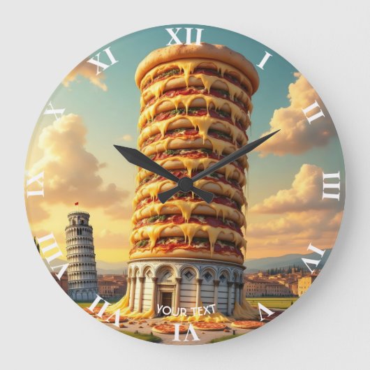 Fantasy Schattigee Pisa Tower Pizza Grote Klok (Voorkant)