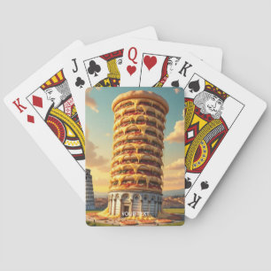 Fantasy Schattigee Pisa Tower Pizza Pokerkaarten