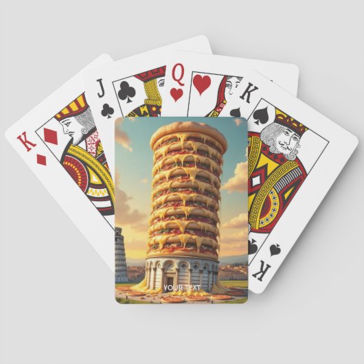 Fantasy Schattigee Pisa Tower Pizza Pokerkaarten (Achterkant)