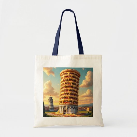 Fantasy Schattigee Pisa Tower Pizza Tote Bag (Voorkant)