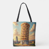 Fantasy Schattigee Pisa Tower Pizza Tote Bag (Achterkant)