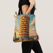 Fantasy Schattigee Pisa Tower Pizza Tote Bag (Dichtbij)