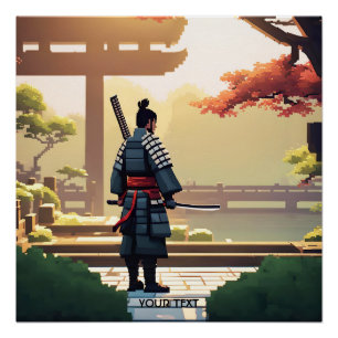 Fantasy Schattigee Pixel Art Samurai Perfect Poster