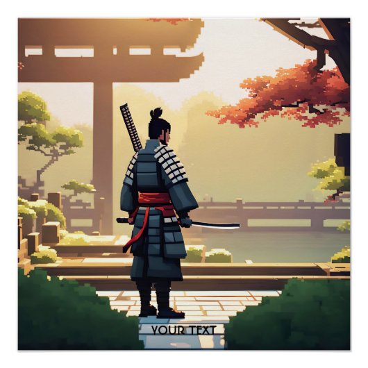 Fantasy Schattigee Pixel Art Samurai Perfect Poster (Voorkant)