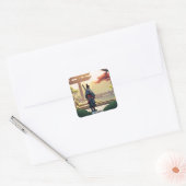 Fantasy Schattigee Pixel Art Samurai Vierkante Sticker (Envelop)