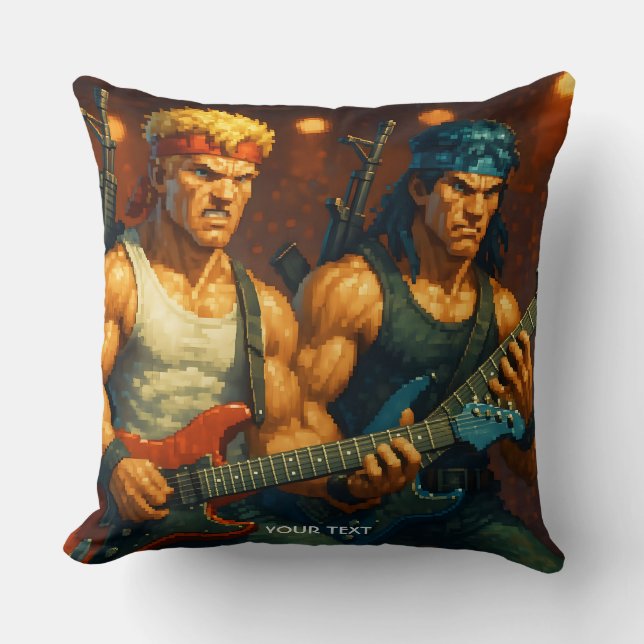 Fantasy Schattigee Pixelized Rock Band Kussen (Voorkant)