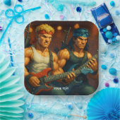 Fantasy Schattigee Pixelized Rock Band Papieren Bordje (Feest)