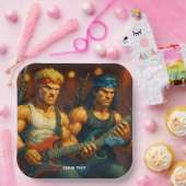 Fantasy Schattigee Pixelized Rock Band Papieren Bordje (Feest)