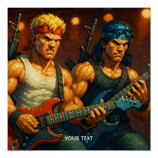 Fantasy Schattigee Pixelized Rock Band Perfect Poster (Voorkant)