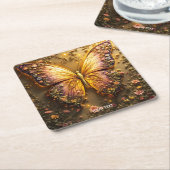 Fantasy Schattigee Plum Peach Butterfly Kartonnen Onderzetters (Schuin)