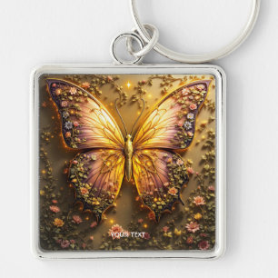 Fantasy Schattigee Plum Peach Butterfly Sleutelhanger
