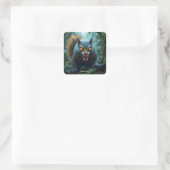 Fantasy Schattigee prehistorische boze eekhoorn Vierkante Sticker (Tas)