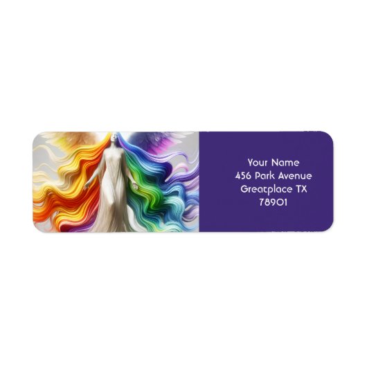 Fantasy Schattigee Pride Rainbow Angel Etiket (Voorkant)